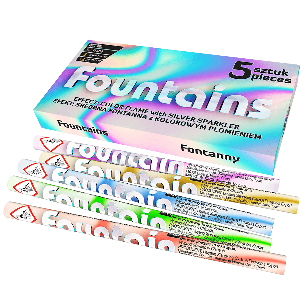 JF100_CE - FOUNTAINS -SILVER WITH COLOR FLAMES