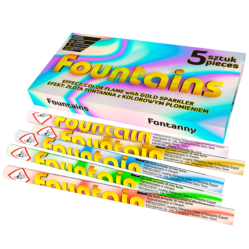 JF101_CE - FOUNTAINS -GOLD WITH COLOR FLAMES