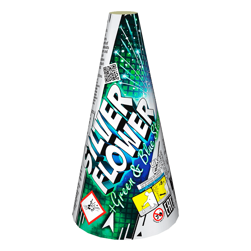 JF93_CE - SILVER FLOWER + GREEN & BLUE STARS